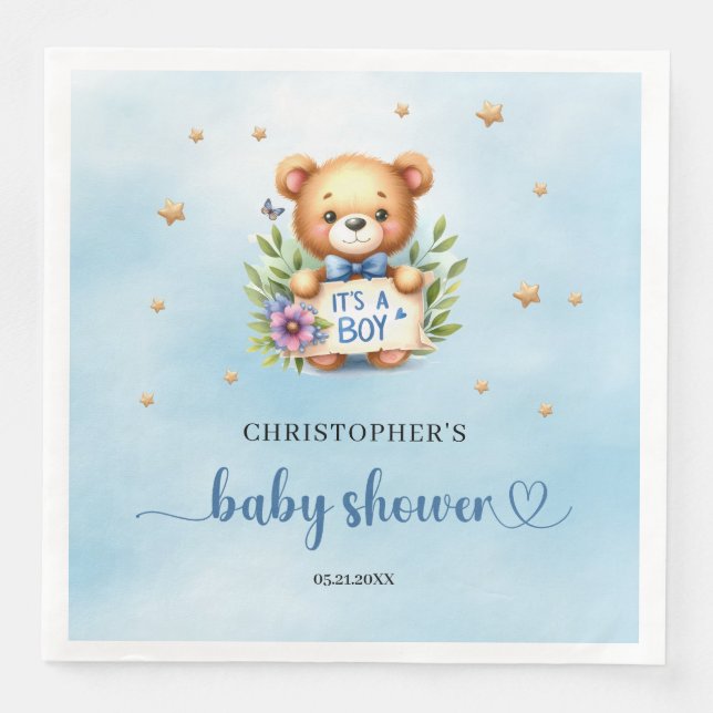 Es ist eine niedliche Kinderbärendusche Serviette (Vorderseite)