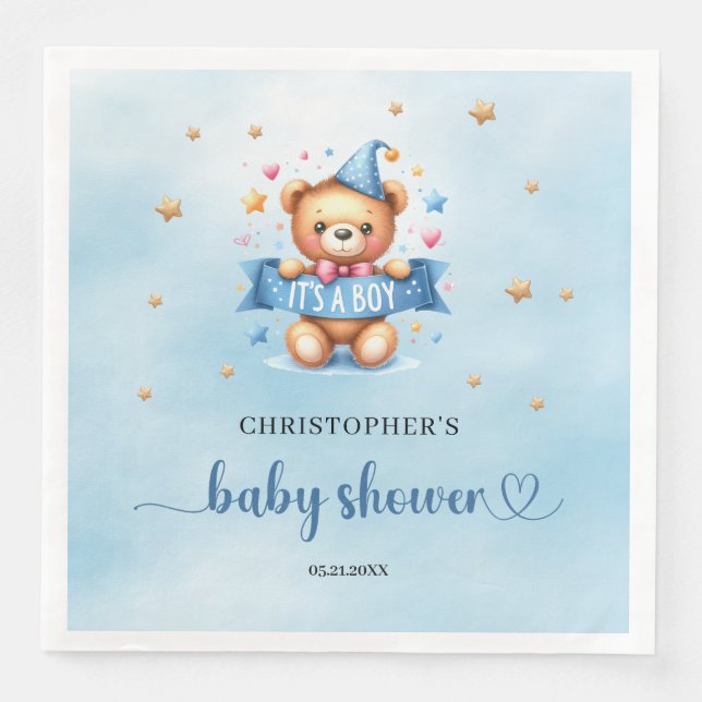 Es ist eine niedliche Kinderbärendusche Serviette (Vorderseite)