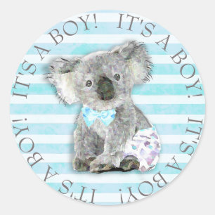 Es ist eine Niedliche Koala Bear Blue Baby Dusche Runder Aufkleber