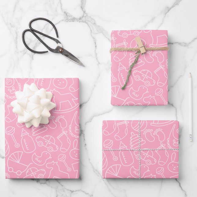 Es ist eine Niedliche Pink-Babydusche für Mädchen Geschenkpapier Set (Vorderseite)
