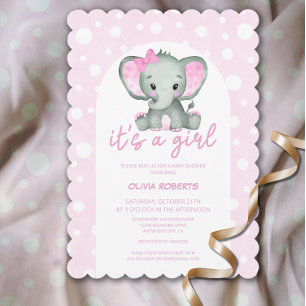 Es ist eine Niedliche Pink-Elefant-Babydusche für  Einladung