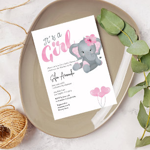 Es ist eine Niedliche Pink-Elefant-Babydusche für Einladung