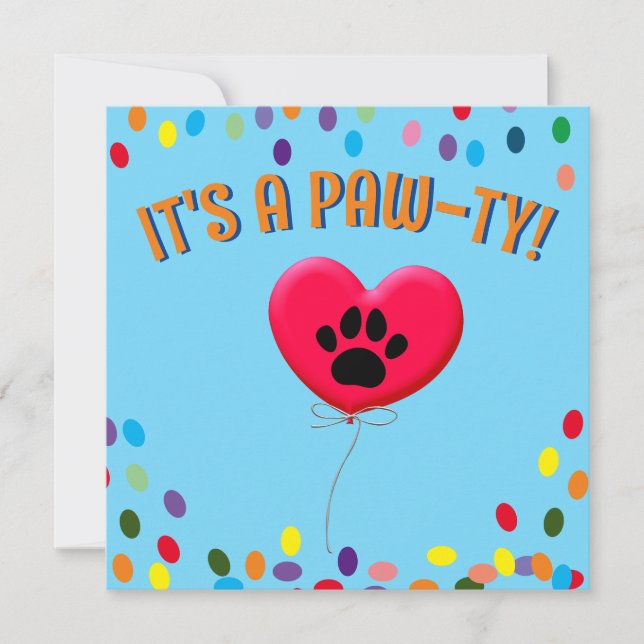 Es ist eine Paw-Ty-Party Einladung (Vorderseite)