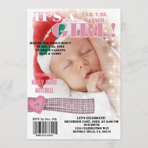 Es ist eine schöne Baby Girl Magazine Cover Einladung