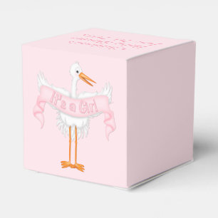 Es ist eine Storch Baby Shower Geschenkbox Mädchen Geschenkschachtel