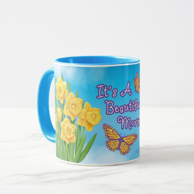 Es ist eine wunderschöne morgendliche blühende Tas Tasse (Vorderseite Links)