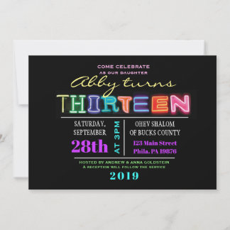 ES IST ELEKTRISCH! NEON Birthday Dreizehn Einladun Einladung