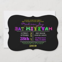 ES IST ELEKTRISCH! NEON GLOW Bar Mitzvah Einladung