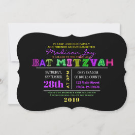 ES IST ELEKTRISCH! NEON GLOW Bar Mitzvah Einladung