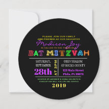 ES IST ELEKTRISCH! NEON GLOW Bar Mitzvah Einladung