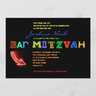 ES IST ELEKTRISCH!  NEON SIGN Bar Mitzvah Einladun Einladung