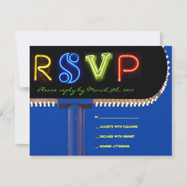 ES IST ELEKTRISCH! NEON SIGN Bar Mitzvah Reply Car RSVP Karte (Vorderseite)