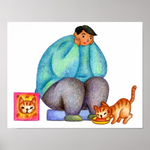 Es ist Essenszeit für meine geliebte Katze. Poster