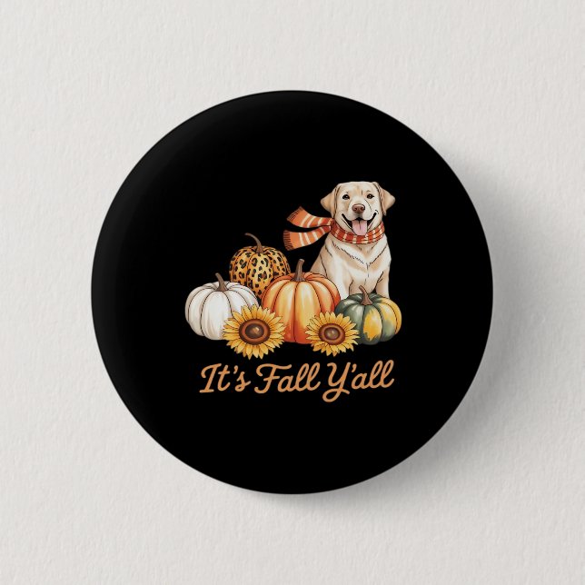 Es ist Fall Y’all Dog Leopard Pumpkin Fall Creativ Button (Vorderseite)