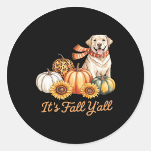 Es ist Fall Y’all Dog Leopard Pumpkin Fall Creativ Runder Aufkleber