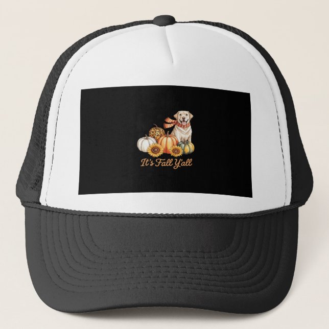 Es ist Fall Y’all Dog Leopard Pumpkin Fall Creativ Truckerkappe (Vorderseite)