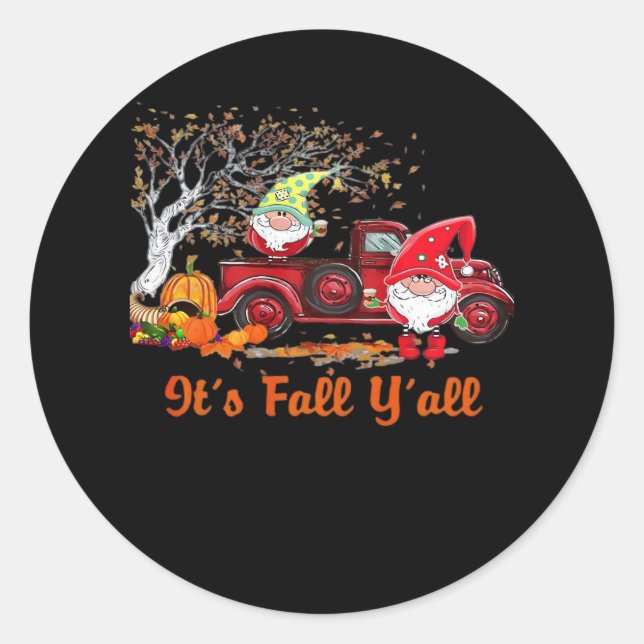 Es ist Fall Y’all Gnomes Pumpkin Gewürz Runder Aufkleber (Vorderseite)