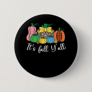 Es ist Fall Y’all Leopard Pattern Pumpkin Button