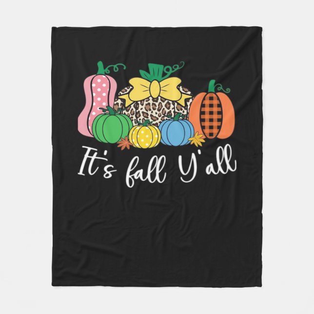 Es ist Fall Y’all Leopard Pattern Pumpkin Fleecedecke (Vorderseite)