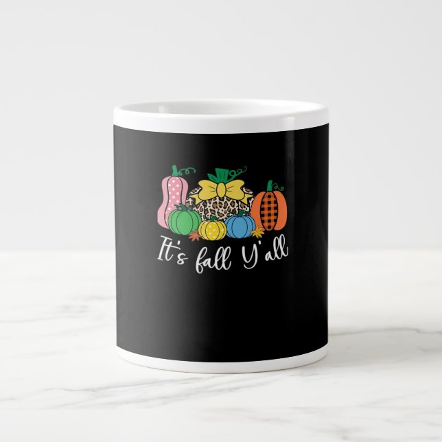 Es ist Fall Y’all Leopard Pattern Pumpkin Jumbo-Tasse (Vorderseite)