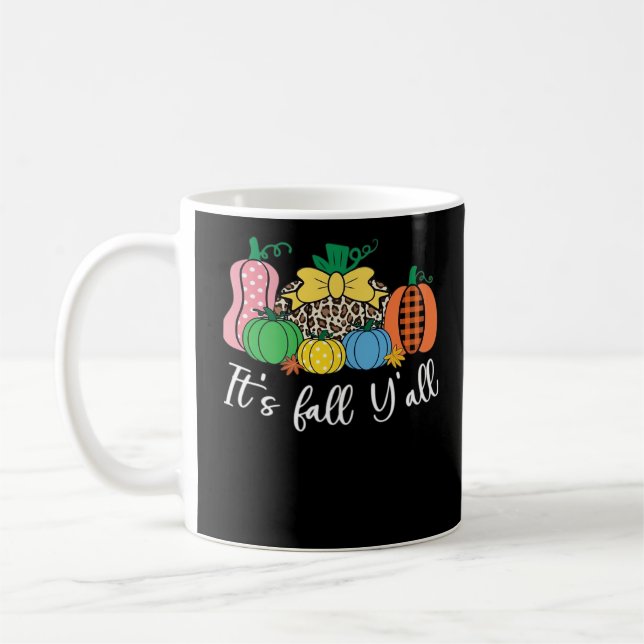 Es ist Fall Y’all Leopard Pattern Pumpkin Kaffeetasse (Links)