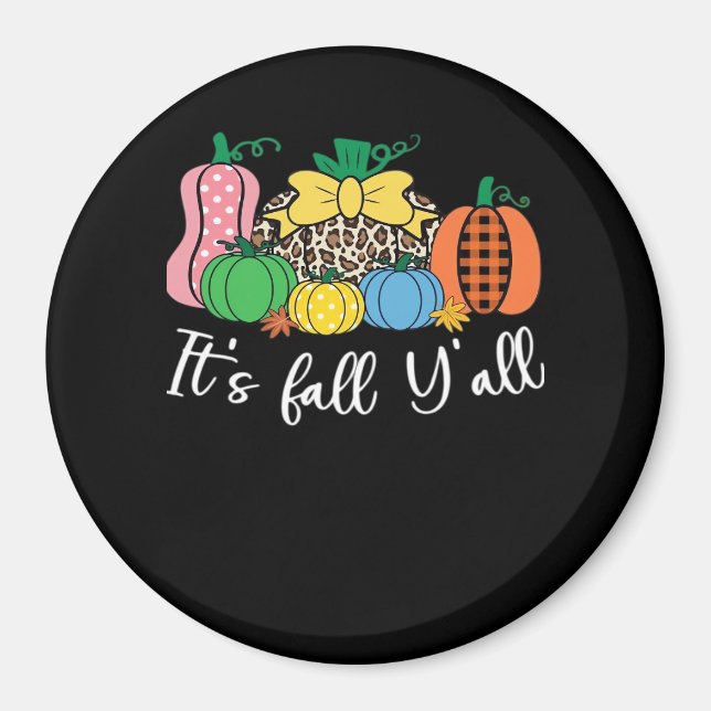 Es ist Fall Y’all Leopard Pattern Pumpkin Magnet (Vorne)