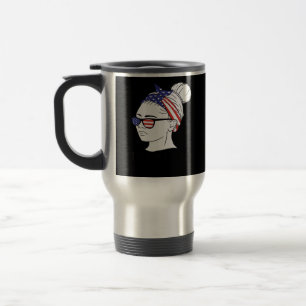 Es ist Fall Y’all Messy Bun Women USA Flag Reisebecher