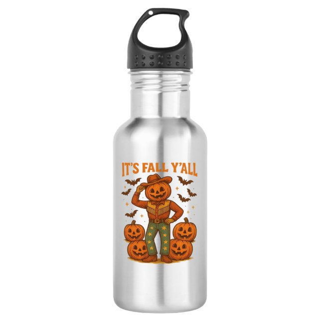 Es ist Fall Y’all Pumpkin Edelstahlflasche (Vorderseite)
