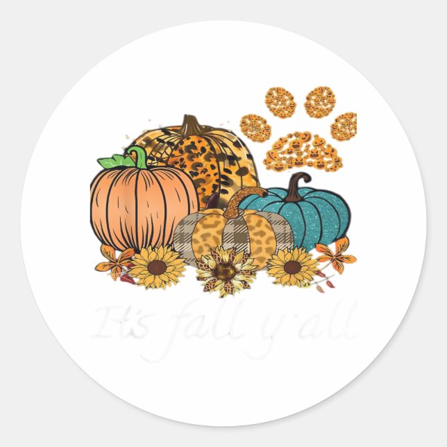 Es ist Fall Y’all Pumpkin Minimal Clean Runder Aufkleber (Vorderseite)