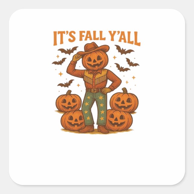 Es ist Fall Y’all Pumpkin Quadratischer Aufkleber (Vorderseite)