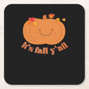Es ist Fall Y’all Pumpkin Retro Classic Rechteckiger Pappuntersetzer