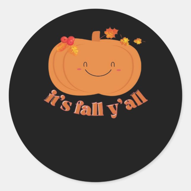 Es ist Fall Y’all Pumpkin Retro Classic Runder Aufkleber (Vorderseite)