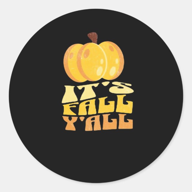 Es ist Fall Y’all Pumpkin Retro Classic Runder Aufkleber (Vorderseite)