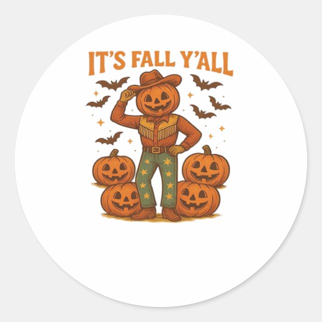 Es ist Fall Y’all Pumpkin Runder Aufkleber (Vorderseite)