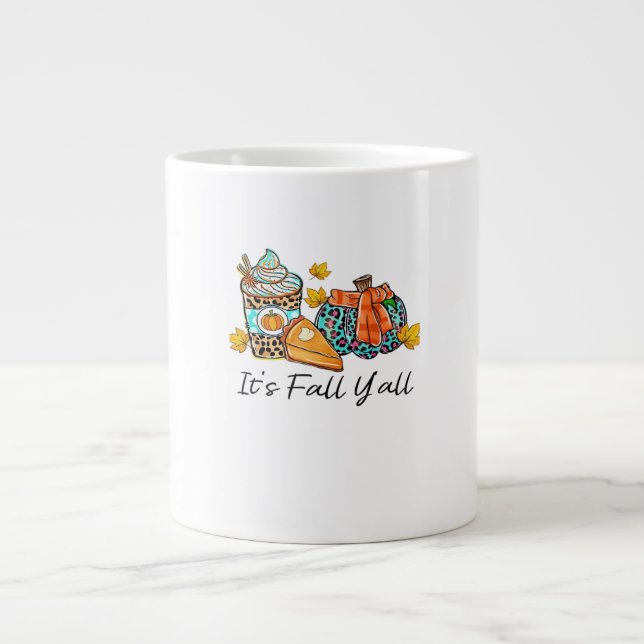 Es ist Fall Y’all Pumpkin Spice Leopard Pumpkin Pi Jumbo-Tasse (Vorderseite)