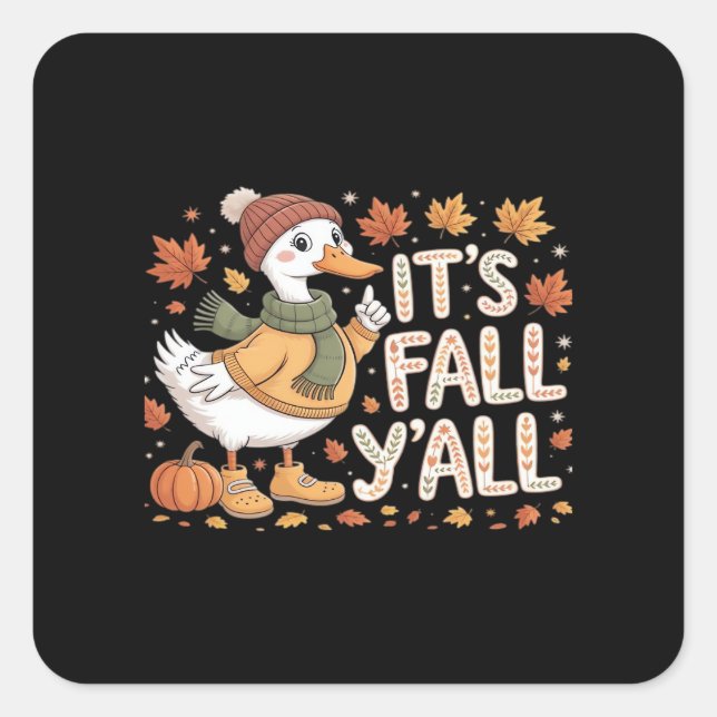Es ist Fall Y’all Retro Classic Quadratischer Aufkleber (Vorderseite)
