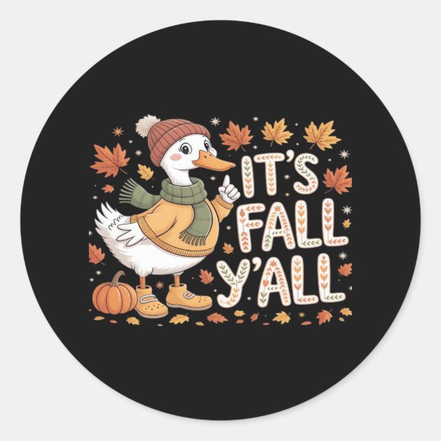Es ist Fall Y’all Retro Classic Runder Aufkleber (Vorderseite)