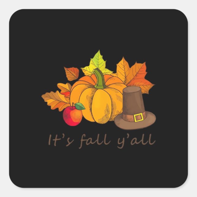 Es ist Fall Y’all Retro Style Quadratischer Aufkleber (Vorderseite)