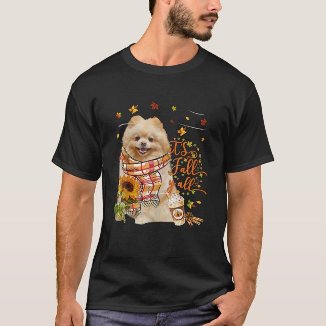 Es ist Fall Y All Spitz Hund Erntedank T-Shirt (Vorderseite)