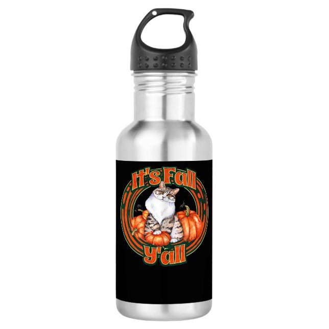 Es ist Fall Y’all und Pumpkins Edelstahlflasche (Vorderseite)