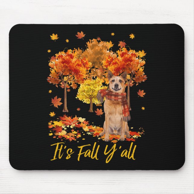 Es ist Fall Yall Australian Cattle Dog Tree Pumpki Mousepad (Vorne)