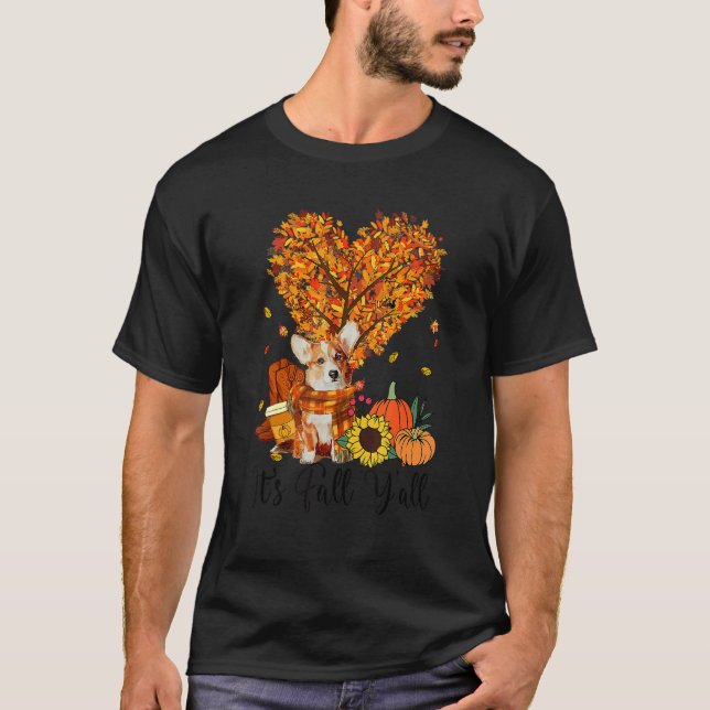 Es ist Fall Y'all Corgi Hund Erntedank Halloween T-Shirt (Vorderseite)