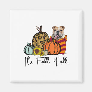 Es ist Fall Y'all English Bulldog Leopard Pumpkin Magnet