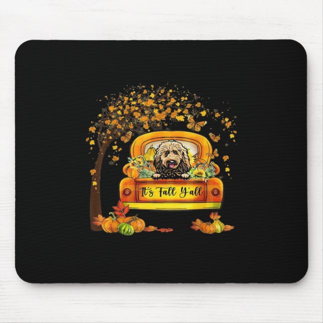 Es ist Fall Y'all Goldendoodle Erntedank Pumpkin Mousepad (Vorne)