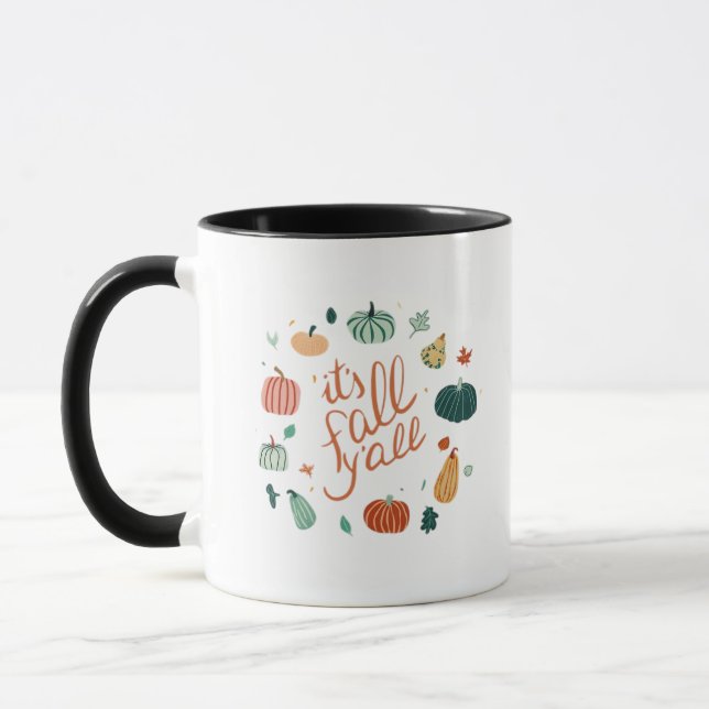 Es ist Fall Y'all. Mit Pumpkins und Blätter fallen Tasse (Links)