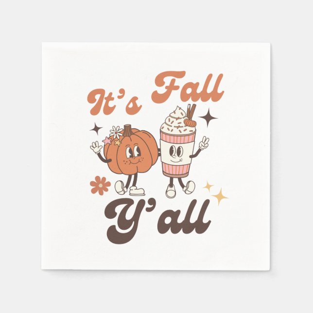 Es ist Fall Y'all - Niedlicher Kürbisspitzfall Serviette (Vorderseite)
