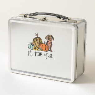 Es ist Fall Y'all Yellow Dackel Dog Leopard Pumpk Metall Brotdose