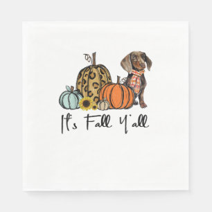 Es ist Fall Y'all Yellow Dackel Dog Leopard Pumpk Serviette