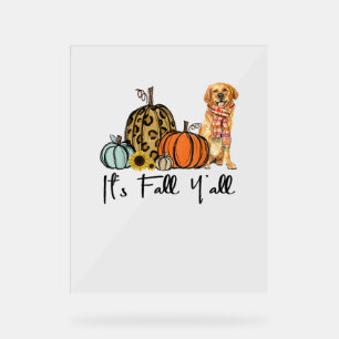 Es ist Fall Y'all Yellow Golden Retriever Dog Leop Acrylschild