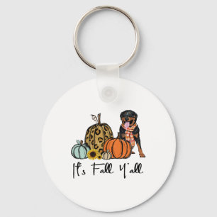 Es ist Fall Y'all Yellow Rottweiler Dog Leopard Pu Schlüsselanhänger